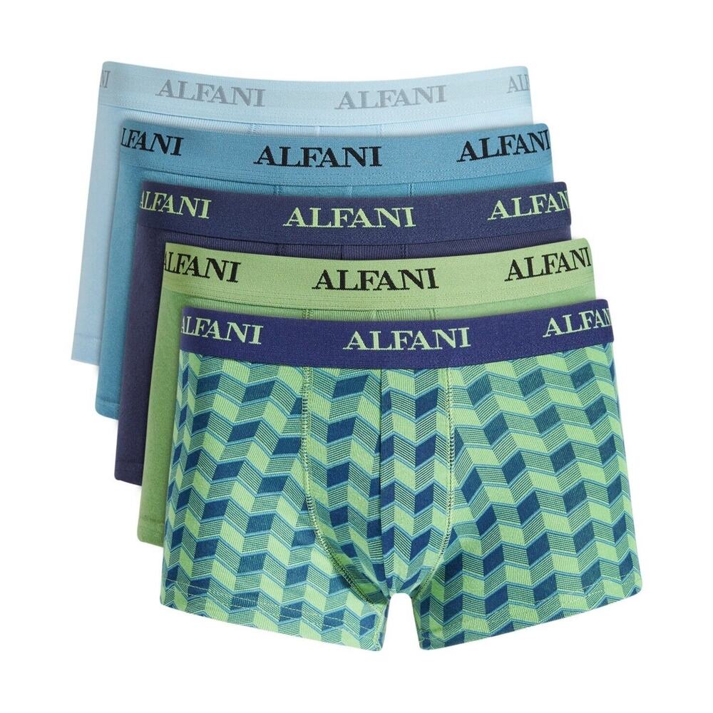 Alfani Men's 5 Pk Chevron & Solid Trunks Moisture Wicking - Size Medium (32-34)